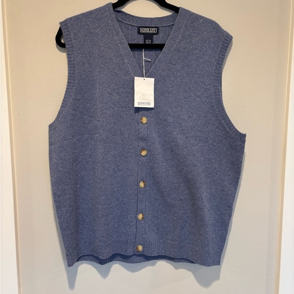 Lands' End Other - Lands' End Classic Blue V-Neck Wool Button Up Sweater Vest - L